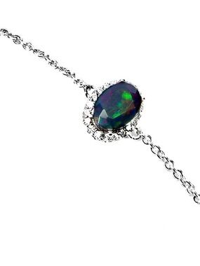 ✨New✨Natural Black Opal and Cubic Zirconia 925 Bracelet